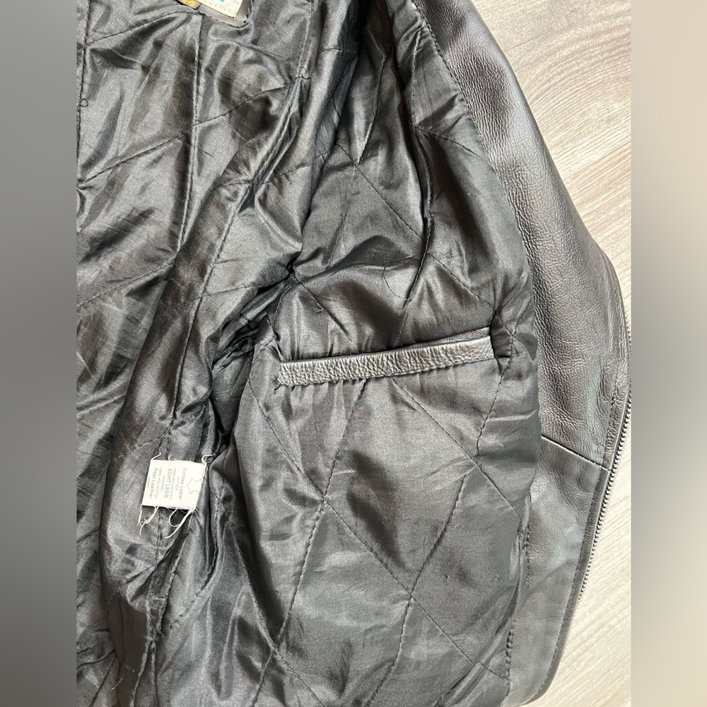New Age Black Leather Motorcycle Collection Jacket NAC Grunge Mens L size 44 - Picture 8 of 9